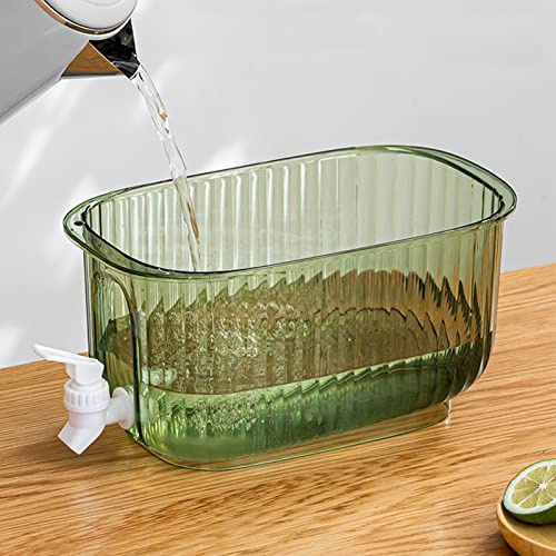Dispensador de Bebidas,Pet Espesado Recipiente de Bebidas para Frigorífico,Gran Capacidad Hervidor FríO con Grifo para El Hogar Apto para FrigoríFico O Uso Exterior (Verde)
