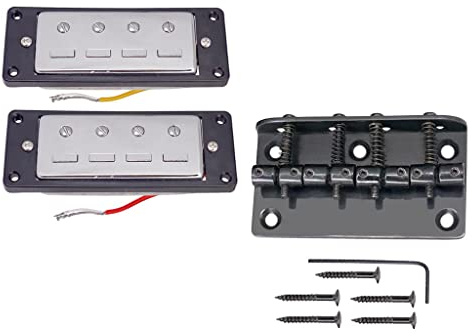 Mini-Humbucker-Tonabnehmer mit Steg für 4-saitige E-Bass-Teile, 2 Stück