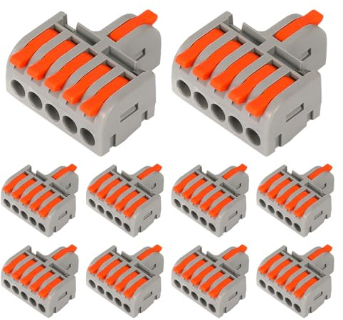 Teansic 10PCS 1 in 5 Out Splicing Lever Wire Connectors,Nylon Push-in Mini Electrical Wire Connectors