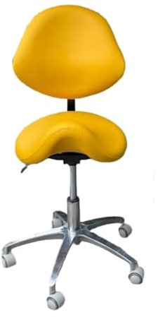 HDDNMLOH Drehstuhl, Sattel, rollbar, ergonomischer Drehhocker, professioneller Bürostuhl, Sattelhocker mit robuster Metallbasis, hydraulischer Studio-Rollhocker (gelb)