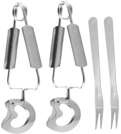 SOIMISS 2sets Stainless Steel Clip Fork Kitchen Utensil for Salad Tongs and Cake Tongs for Food Serving Buffet and Barbecue