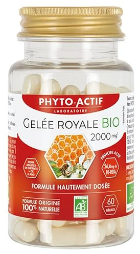 Phyto-Actif | Gélules Gelée Royale Bio 2000 mg | Trésor de la ruche | riche en 10-HDA | Bio & Vegan | 60 gélules | Fabriqué en France
