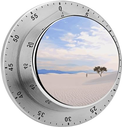 Temporizadores de cocina románticos con paisaje de arena, reloj temporizador manual de 60 minutos con alarma fuerte, respaldo magnético, temporizadores mecánicos de cocina, no requiere pilas