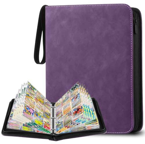 YSWOVUO Album Porta Carte, 900 Tasche Album Carte Collezionabili, Raccoglitore Carte, Libro Porta Carte Impermeabile, Viola