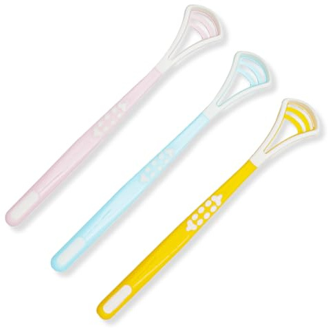 KEQAR 2 Pezzi Pulisci Lingua Zungenschaber per Adulti e Bambini, BPA-free, Previene Alito Cattivo e Migliora la Salute Generale (Colore Casuale)