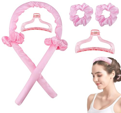 Bigodino Lungo per Boccoli,Heatless Hair Curler per Boccoli Senza Calore Con Fermaglio Ed Elastici,Heatless Hair Curler Morbido E Antiscivolo per Capelli Lunghi E Medi, Lisci O Mossi