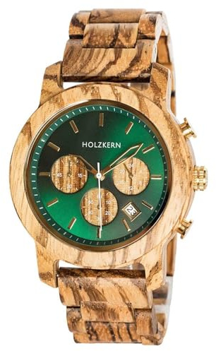 HOLZKERN Orologio cronografo da uomo Leaf Canopy Zebrano/Marmo