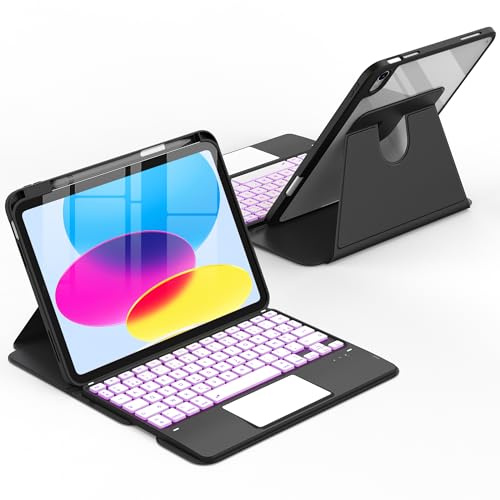 CACOE 360°Étui Clavier pour iPad A16 11/10 Génération avec Pavé Tactile