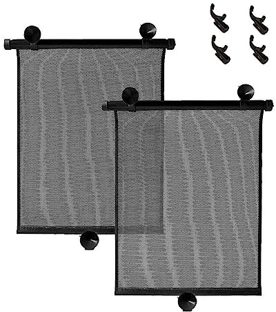 Car Window Shade, 2 Pack Car Side Window Sunshades, with Suction Cups & Clips, UV Sun Protection, Sun Visor for Cars, Retractable Roller Sunshade Visor for Pets, Passengers(15.7x20.1 inch)