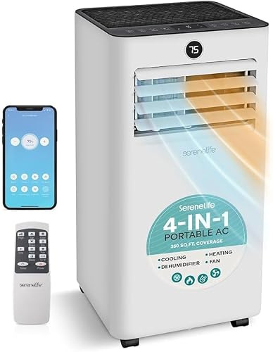 Condizionatore Portatile, Climatizzatore Portatile, Pinguino Condizionatore 7000 BTU 2,05 kW, Compatto con Raffreddamento, Ventilatore e Deumidificatore, Telecomando e Kit Finestra, Nero