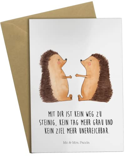 Mr. & Mrs. Panda Klappkarte Igel Liebe - Geschenk, weihnachtskarten, einladungskarten, Freundin, babykarte, hochzeitskarten, Hochzeit, dankeskarten, osterkarten, Hochzeitstag