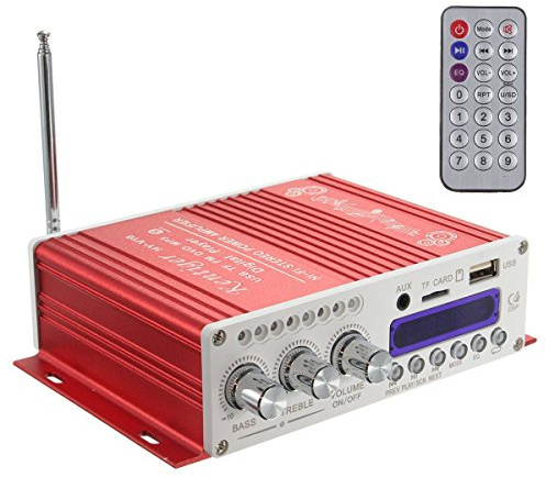 DollaTek Mini Bluetooth estéreo de Alta fidelidad de Audio Amplificador AMP Bass Booster MP4 12V de la Ayuda FM / MP3 / TF/USB/DVD para Coche de la Motocicleta del Coche automático de CD DVD
