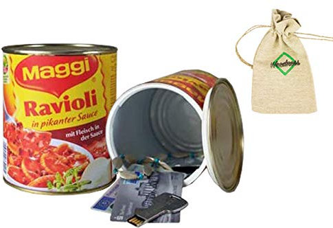 Weedness Ravioli Dosen-Safe Geldversteck - Dosentresor Versteckdose Geheimversteck Mini Tresor Strandsafe