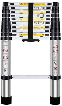 Nestling Scala telescopica 3,2 m, blocco automatico, regolazione dell'altezza libera, carico 150 kg, leggero e resistente