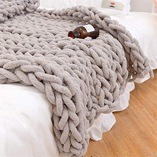 GLITZFAS Gestrickte Decke Grob Kuscheldecke Grobstrick Wolldecke Strickdecke Tagesdecke Überwurf Decke Zuhause Dekor Geschenk fürs Sofa Tagesdecke (Khaki,120 * 150cm)