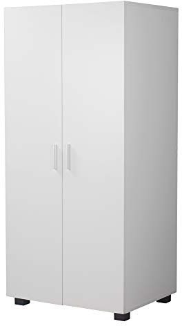 Orlando Armadio in legno a 2 ante per bambini, per camera da letto, barra per appendere i vestiti (bianco)