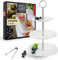 Moritz & Moritz Support de Service + Pince - 3 Niveaux 21,5 x 19 x 14,5 cm - Présentoir a Gateau - Assiette de Service en Porcelaine Blanche - Plat de Service