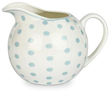 ISABELLE ROSE Lechera de porcelana fina azul celeste con lunares blancos, 9 x 9,5 cm