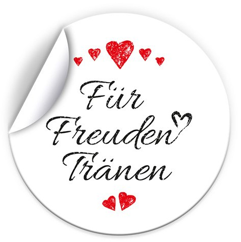 Junapack 100 Aufkleber Für Freudentränen Etiketten für Taschentücher, Gastgeschenke, Mitgebsel bei Hochzeit Taufe Kommunion Konfirmation Jubiläum Geburtstag (5 cm rund) Herz rot