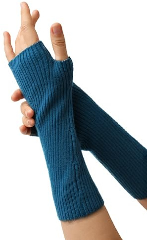 Prettystern Damen mid-lange Kaschmir Pulswärmer Arm-Stulpen fingerlose Ripp-Strick Handschuhe