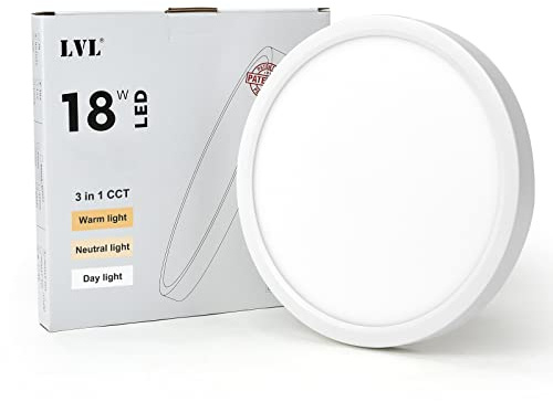 LVL Plafoniera a LED rotonda da 18W 23cm, CCT moderna lampada da soffitto a filo per bagno, corridoio, cucina, camera da letto, ufficio (bianco, Φ23cm-18W)