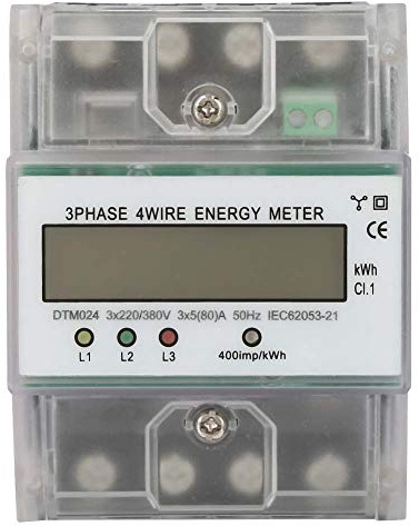 Electric Power Meter, Phase 4 Wire KWh Meter with LCD Display 5-80A Energy Consumption Digital Electric Power Meter Three Phase 4P LCD Power Meter, 220/380V