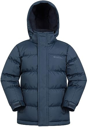 Mountain Warehouse Snow Veste De Ski pour Enfant - Doudoune À Capuche, Manteau Extra Chaud pour Enfant, Veste d'hiver Imperméable Bleu Foncé 11-12 Ans