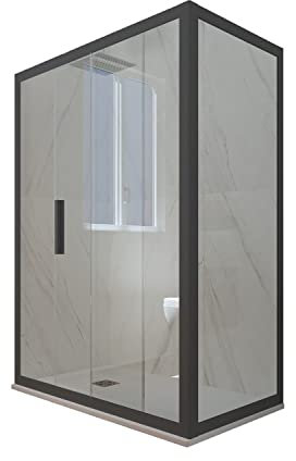 Box doccia scorrevole 80x120 CM H 200 Vetro Trasparente Profilo Antracite mod. Deco Duo