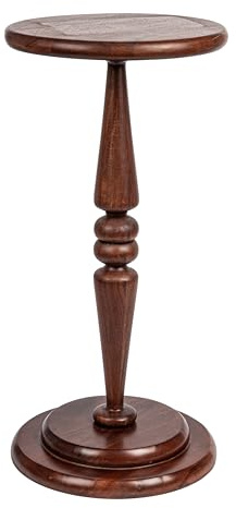 Creative Co-Op Bishop Pedestal Cocktail Side Table, Dark Chestnut