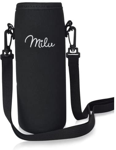 Milu Neoprentasche für Edelstahl Trinkflache 350ml, 500ml, 750ml, 1000ml - Ersatzteil - Tasche Isolierflasche für Unterwegs - mit Trageschlaufe (750ml)
