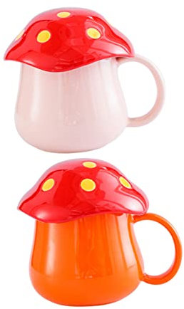 Angoily 2 Stk Pilzbecher Kaffeetassen Aus Porzellan Tassen Trinken To Go Kaffeetassen Mit Deckel Teebecher Trinkbecher Verzierungen Zum Basteln Karikatur Keramik Liebhaber Speisebecher