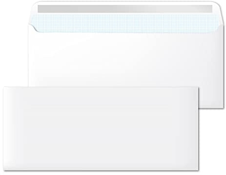 Buste di carta, busta bianca americana senza finestra, misura 225 x 115 mm, buste carta bianche per lettere e documenti, buste 90 g/m² con chiusura autoadesiva, m-office (25 pezzi)