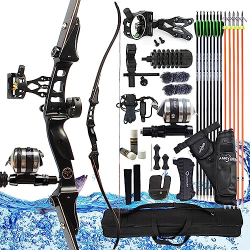 surwolf Bågskytte Recurvebåge ，20-50 lb Takedown jaktbåge ，60 bågskytte långbåge för vuxna ，Set med pilbåge och pilar ，Högerhänt för bågskytte utomhus (50 lb, båge set2)