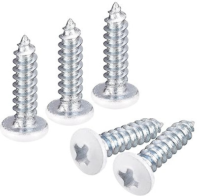 QUARKZMAN ST2.5x10mm Tornillos Autorroscantes, 100uds Tornillos Autoperforantes de Cabeza Alomada Phillips, Madera Tornillos Blanco de Acero Inoxidable para Carpintería
