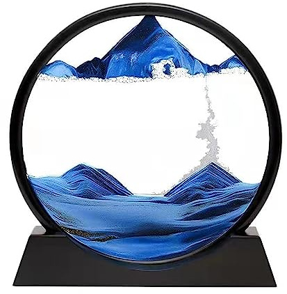 RCQD Sandbilder zum Drehen 3D Sanduhr - Sandbild Geschenke Sanduhr Deko 3d sanduhr tiefsee-sandlandschaft Aesthetic für Büro Wohnzimmer Schreibtisch Erwachsene Kinder (Blau, 12'')