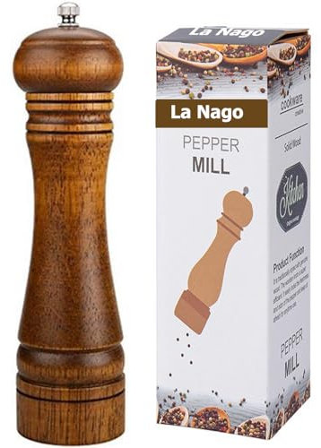 Macinapepe, macina sale e pepe, macina sale e pepe in legno durevole e regolabile, macina pepe in legno di quercia, manuale macinapepe con macinacaffè in ceramica (21 cm)