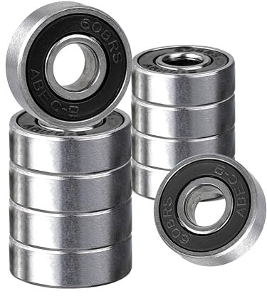 Rybtd 10 Pezzi Senza attrito Ball Bearings Cuscinetti Colore ABEC-9 608 2RS Cuscinetto a sfere per Skateboard Pattini a quattro ruote Cuscinetto in Metallo（Nero）