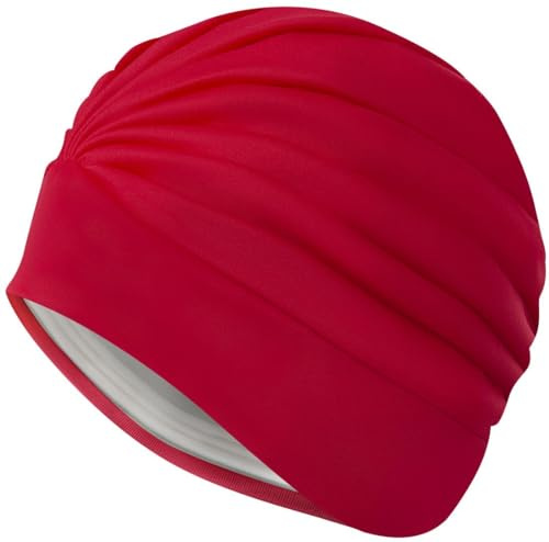 Aqua Speed Turbanmössa (turbanstil retro huvudhandduk huva frotté), färg: röd
