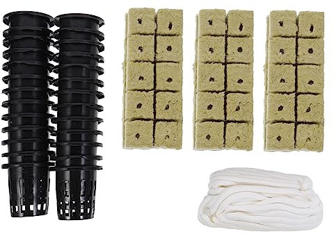 BESPORTBLE 1satz Soilless Culture Kit Schwarze Netzkübel Mit Anzuchtwürfeln Und Baumwollschnur Für Hydroponik Und Pflanzenanzucht Wassersparend Atmungsaktiv Leicht Zu Handhaben