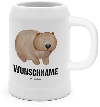 Mr. & Mrs. Panda Bierkrug Personalisiert Wombat - Personalisierte Geschenke, Motivation, Steinkrug, Personalisierbarer, Spruch, Das Leben Ist schön, Personalisierter, Australien, Krug, Tiermotive