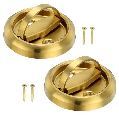 PATIKIL Ad Incasso Porta Maniglie 2pz Rotondo Filo Maniglie Inox Acciaio Mobili Serrature Nascoste Incorporato Ignifugo Porta Mobili Tirare Oro