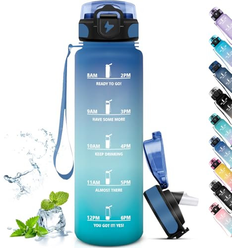 Grsta Borraccia 1 Litro, Borraccia Palestra Senza Perdite, con Cannuccia, Facile da Trasportare, per Adulti, Borraccia per Sport, Campeggi, Ciclismo