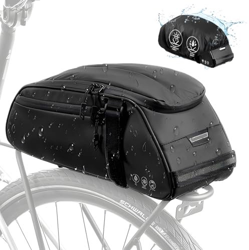 Eyein Fahrradtasche für Gepäckträger, 8L wasserdicht & reflektierend Fahrrad Gepäckträgertasche mit Mehreren Fächern - als Umhängetasche, Handtasche und Fahrradtasche für Pendeln mit Regenschutz