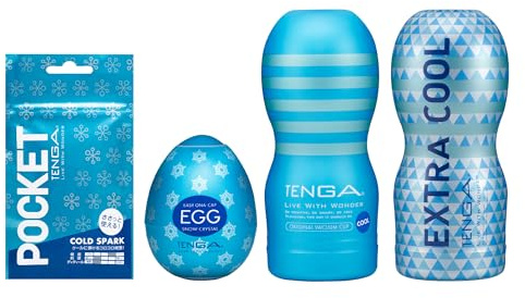 TENGA COOL SERIES BUNDLE (EGG SNOW CRYSTAL + COOL CUP + EXTRA COOL CUP + POCKET COLD SPARK) Masturbatorenset für Männer