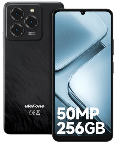 Ulefone Note 20 Pro Mobile Phones 256GB Android 14, 50MP Camera 6000mAh 18W Octa Core 6.75” HD+ 90Hz up to 8GB RAM/1TB SD Extension, Smart Phone 4G Dual SIM Fingerprint Face ID OTG, UK Version-Black