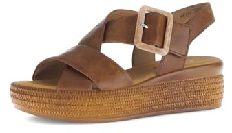Gabor Damen Sandaletten, Frauen Sandalen,Best Fitting,Sommersandalen,bequem,flach,Sommerschuhe,Freizeitschuhe,offene Schuhe,Camel,40.5 EU / 7 UK
