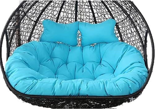 Doppeltes Hängesessel aus Rattan für 2 Personen, Schaukelstuhl mit 2 verstellbaren Kopfstützen, Outdoor-Hängematratze für Terrasse, Gartenmöbel, Ersatzkissen im Lieferumfang enthalten