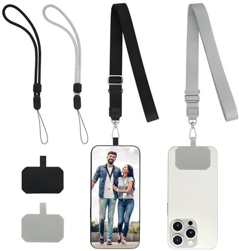 2 Pcs Crossbody Neck Phone Strap With Anti-Theft Wrist Lanyard - Adjustable Smartphone Tether With 4 Tabs - Compatible for iPhone Samsung Camera Key