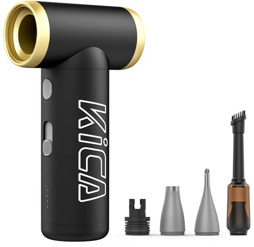 Kica JetFan 2S[Combo] Aria Compressa Elettrico Air Duster,Spray Aria compressa da 117000RPM con Batteria da 1100mAh,Mini Soffiatore a Velocità Libera, per Tastiera,Pulizia PC,Pulizia della Casa,Nero