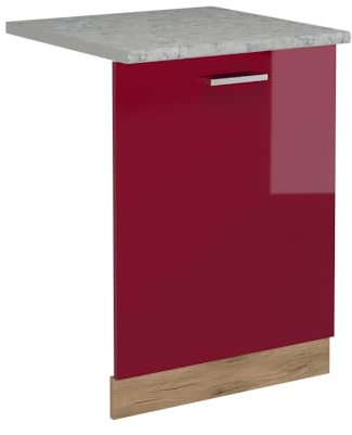 Vicco Panel Frontal del lavavajillas R-Line, Rojo de Alto Brillo, 60 cm, ET Mármol